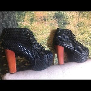 Jeffrey Campbell Lita Boot size 10 woven leather